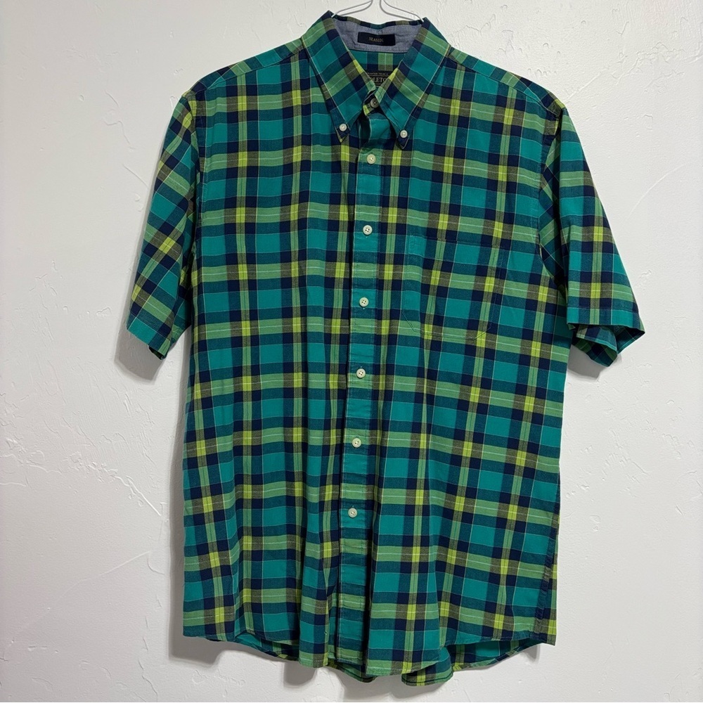 Pendleton Seaside Men's Plaid Large Short Sleeve Button Front Casual Shirt FLAW